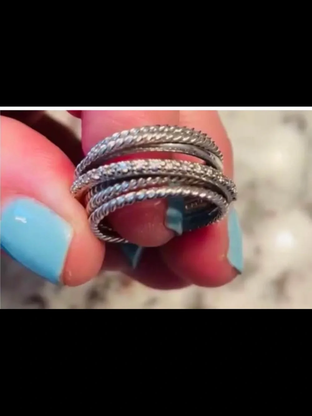 David Yurman Silver and Gold Multi-Row Cable Stackable Ring